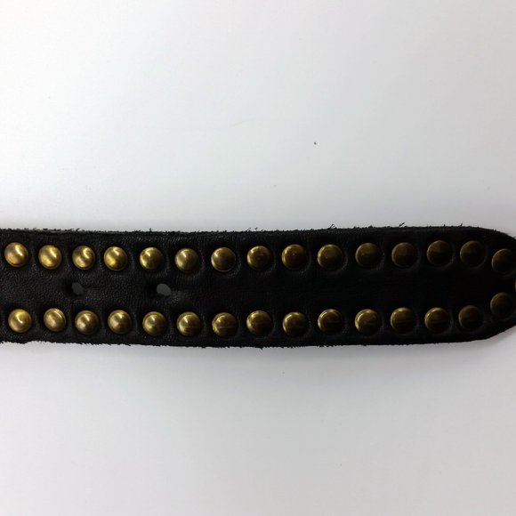 Studded black and gold leather belt main image 5